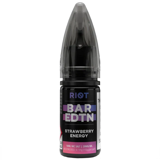 Strawberry Energy Nic Salt E-Liquid by Riot Squad bar Edition 10ml 